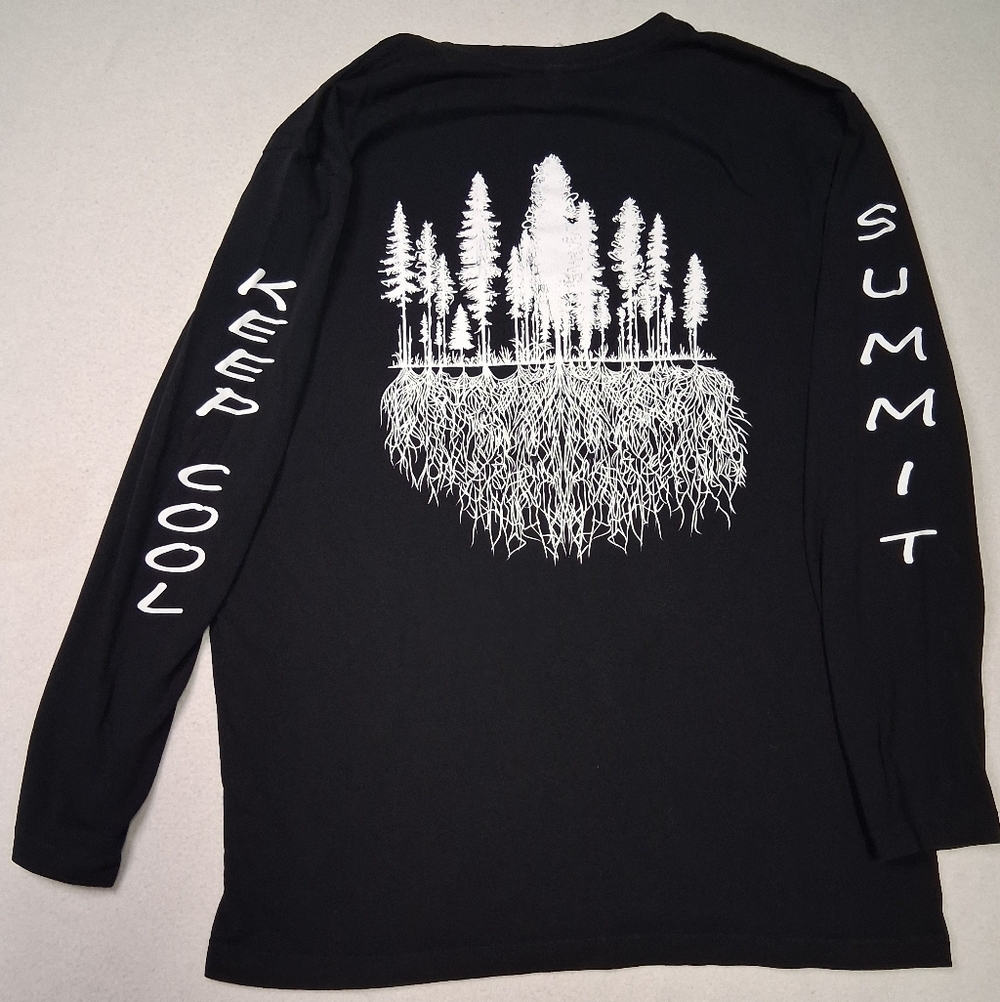 4/20$ ➡️ 100% Cotton Black Long Sleeve Tee with Tree Graphic - Picture 2 of 5